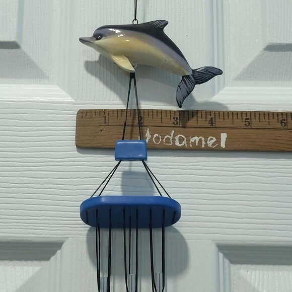 Blue Gray Dolphin Acrylic Metal Hanging Wind Chimes - Picture 8 of 12